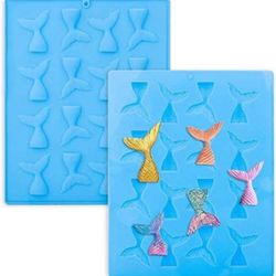 BRAND NEW 2 PCS 16 cavity Mermaid Tail Silicone Mold Fondant Candy Molds Chocolate Mold 