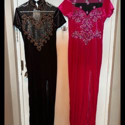 2 Handmade Vietnamese Velvet Gowns 
