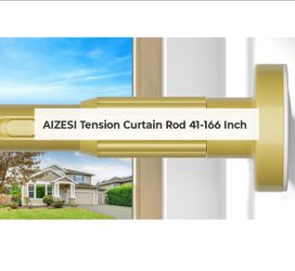 Tension Curtain Rod 41-166 Inch Gold