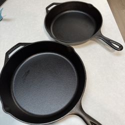 2 Lodge Cast Iron Pans- Used Few Times Only