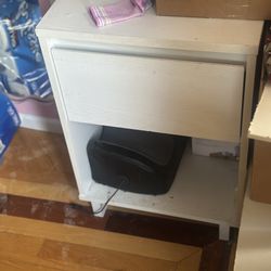 Night stand, and a mirror