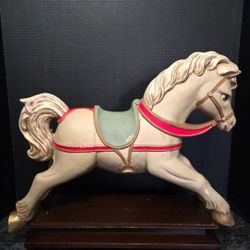 Vintage 1990 Signed CDF Ceramic Horse Statue Handcarved Handpainted 18"×14.5"