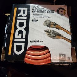 RIDGID 50 FT CONSTRUCTION GRADE INDOOR/OUTDOOR EXTENSION CORD 10 GAGE BRAND NEW, STILL IN BOX