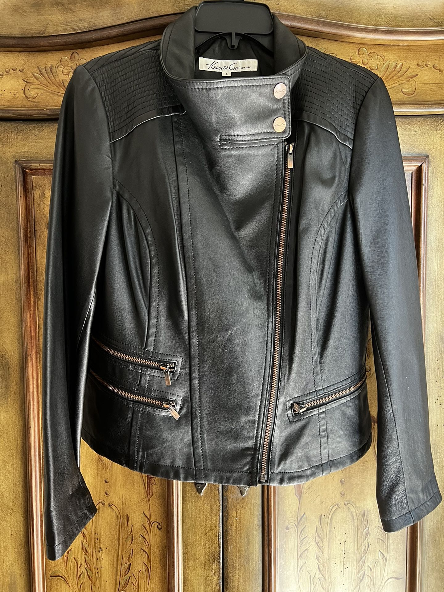 Kenneth Cole Black Leather Jacket 