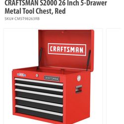 CRAFTSMAN S2000 26 Inch 5-Drawer Metal Tool Chest, Red
