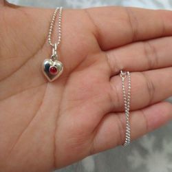 925 Sterling Silver Chain With The Pendant/Cadena Con  Dije De Corazón  De Plata 925