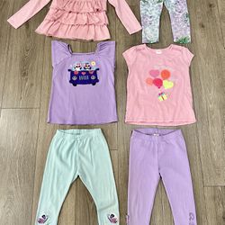 Gymboree 6 Piece Toddler Girls Capri Leggings And Tops Size 5T