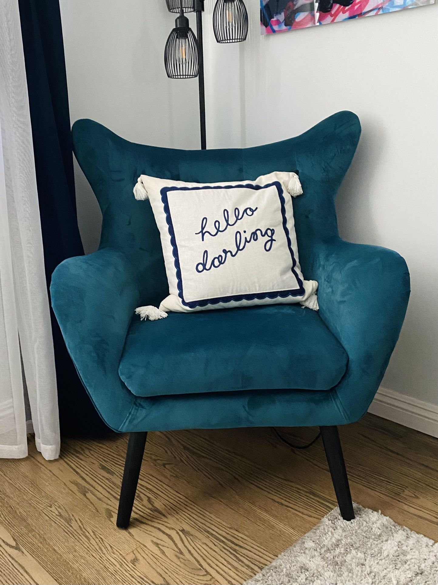 Velvet Wingback Chair