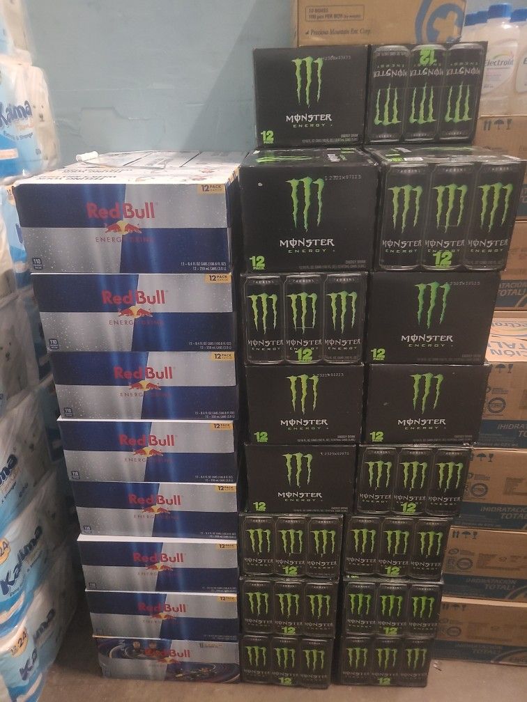 Monster de 16oz caja con 24 $33
Red bull de 8.4oz caja con 24 $33
Gatorade paquete de 24 de 12oz $13
Electrolitos mexicanos de 12oz