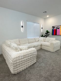 New Cream White Fluffy Cloud Modular Sectional Sofa Couch