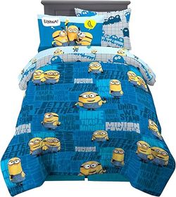 Franco Kids Bedding Super Soft Comforter and Sheet Set with Sham, 5 Piece Twin Size, Minions The Rise Of Gru.