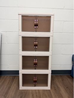 4-Tier Plastic Storage Cabinet with Doors