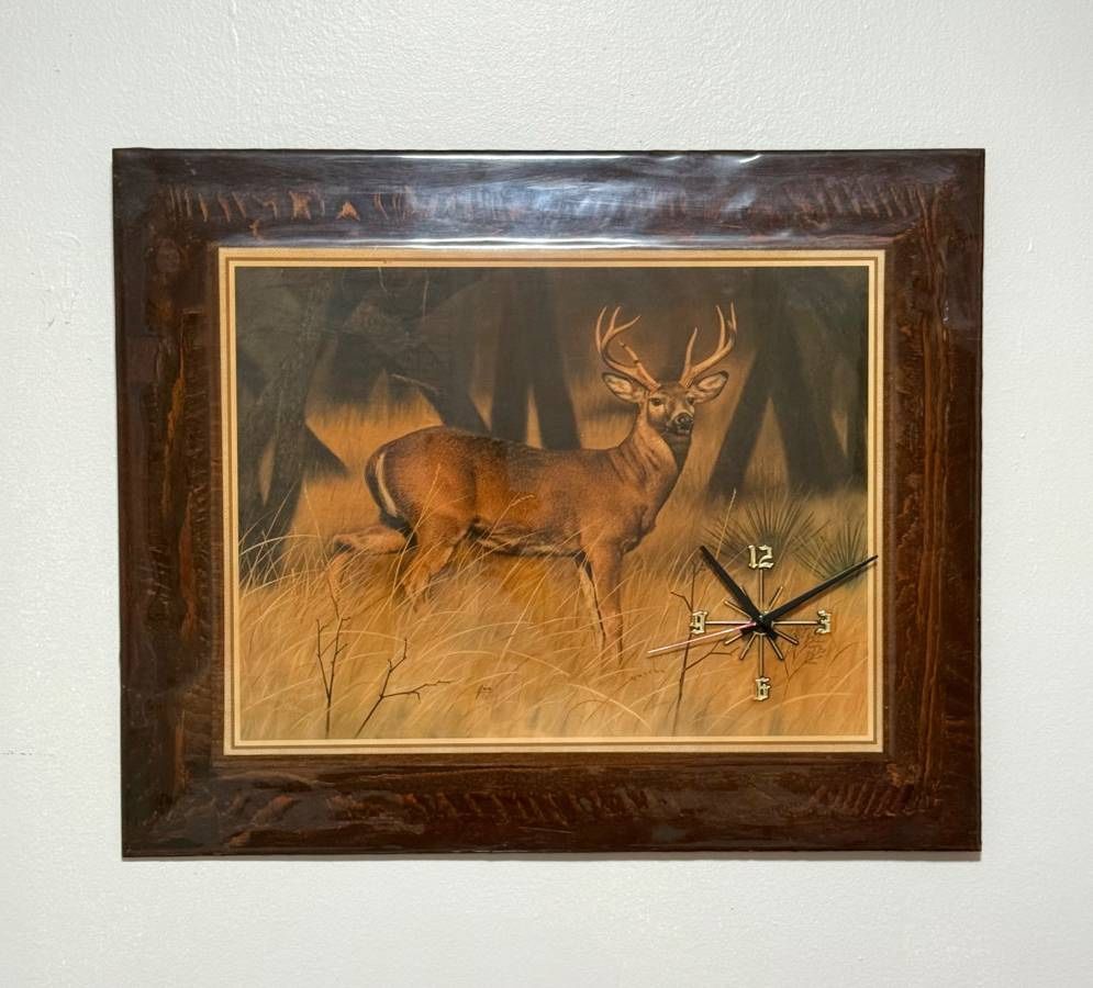 Vintage Deer Bulk Landscape Frame Clock