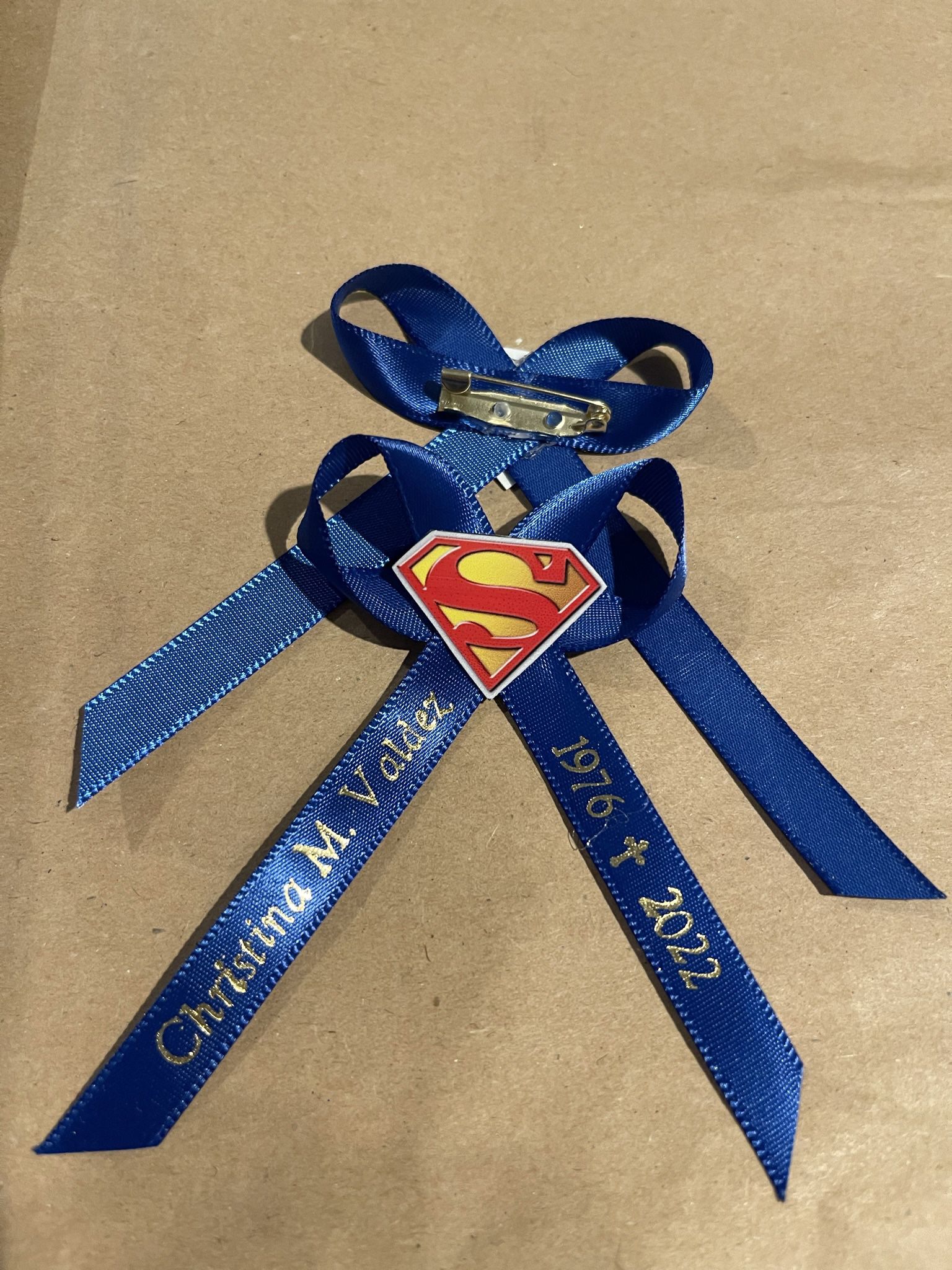 Custom Superhero Superman Ribbon Pins 