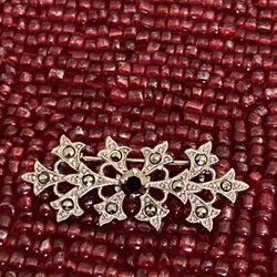 Sterling Silver And Marcasite Pin