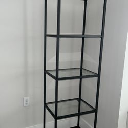 IKEA VITTSJÖ Shelf unit, black-brown/glass