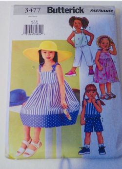 Butterick  3477 Lil Dress- Shorts- Pant Set Sizes 6-8 Uncut