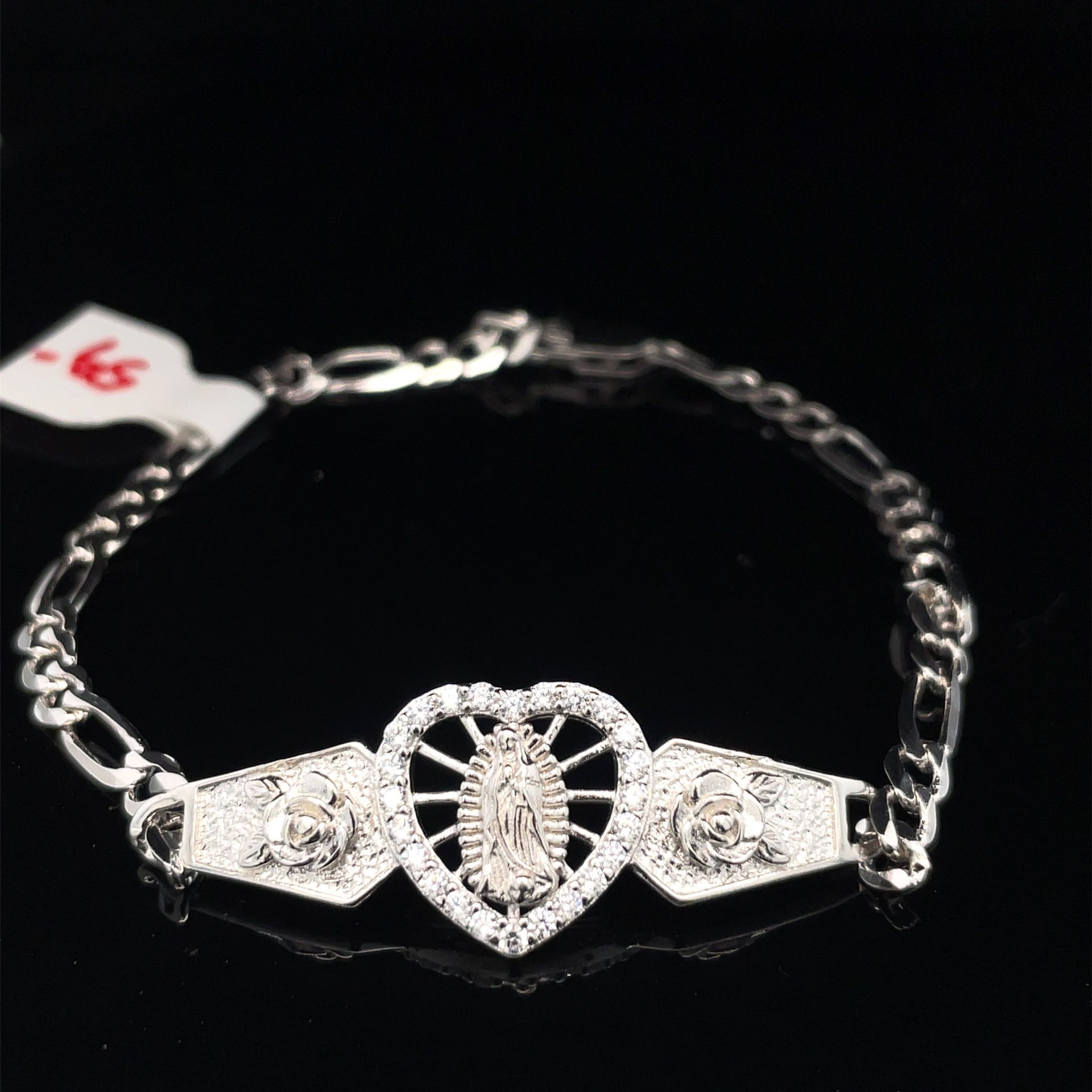 925 Silver CZ Virgin Mary Bracelet I-455
