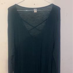 dark green/blue shirt