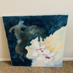 Hand Painted Cowboy Flower Art 1988 Signed McGinnis 