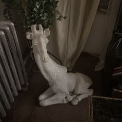 Mid-Century Modern Handmade White Finish Plaster Giraffe Sculpture