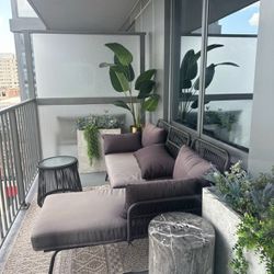 Outdoor Sectional Sofa And Glass Table