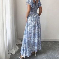 Blue And White Floral Dress