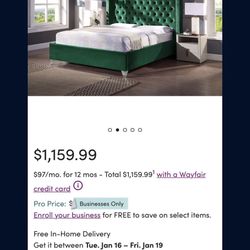 King Tufted Bed Frame NEED GONE