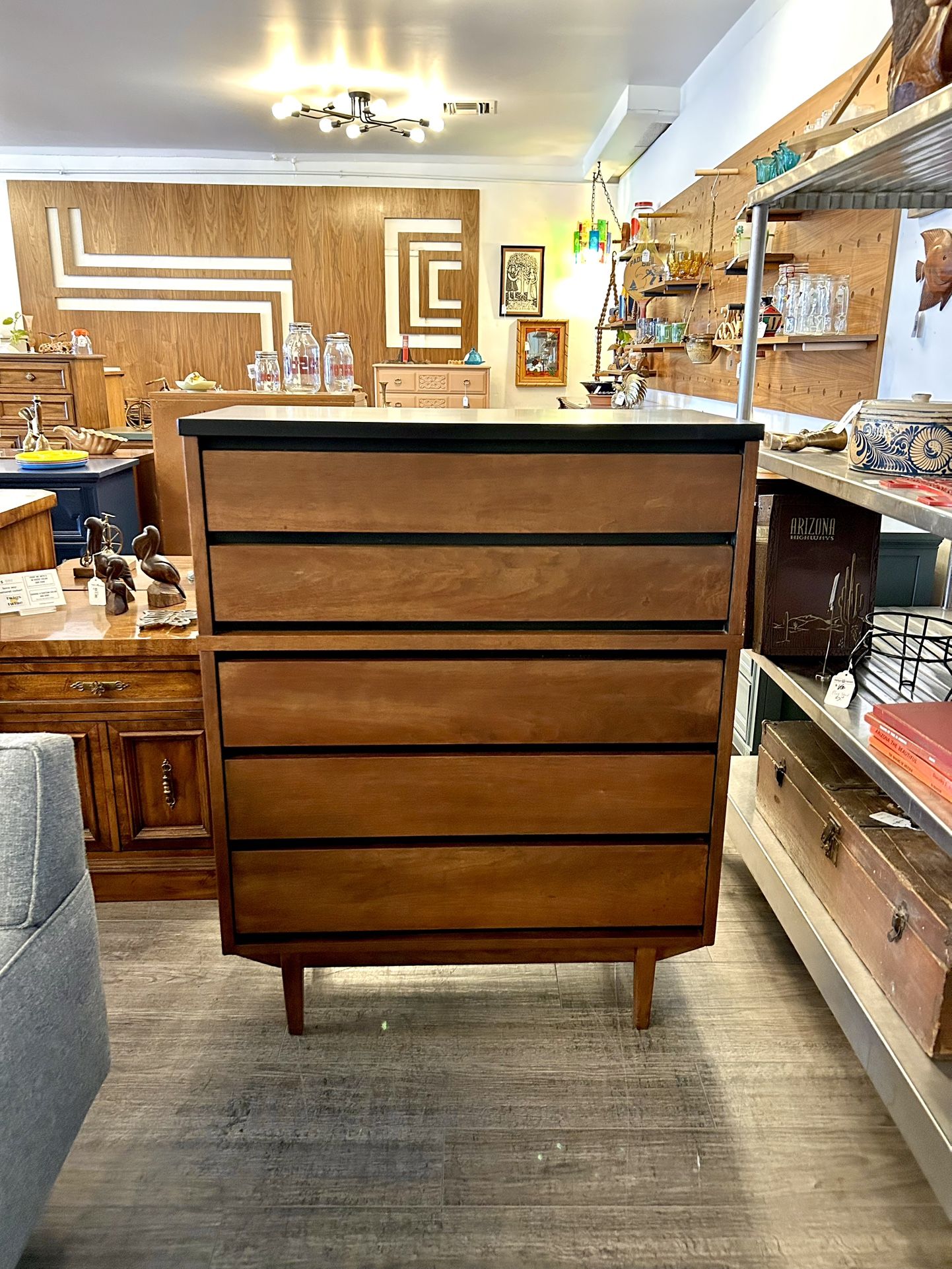 Variety Of MCM Wood & Painted Upright Dresser