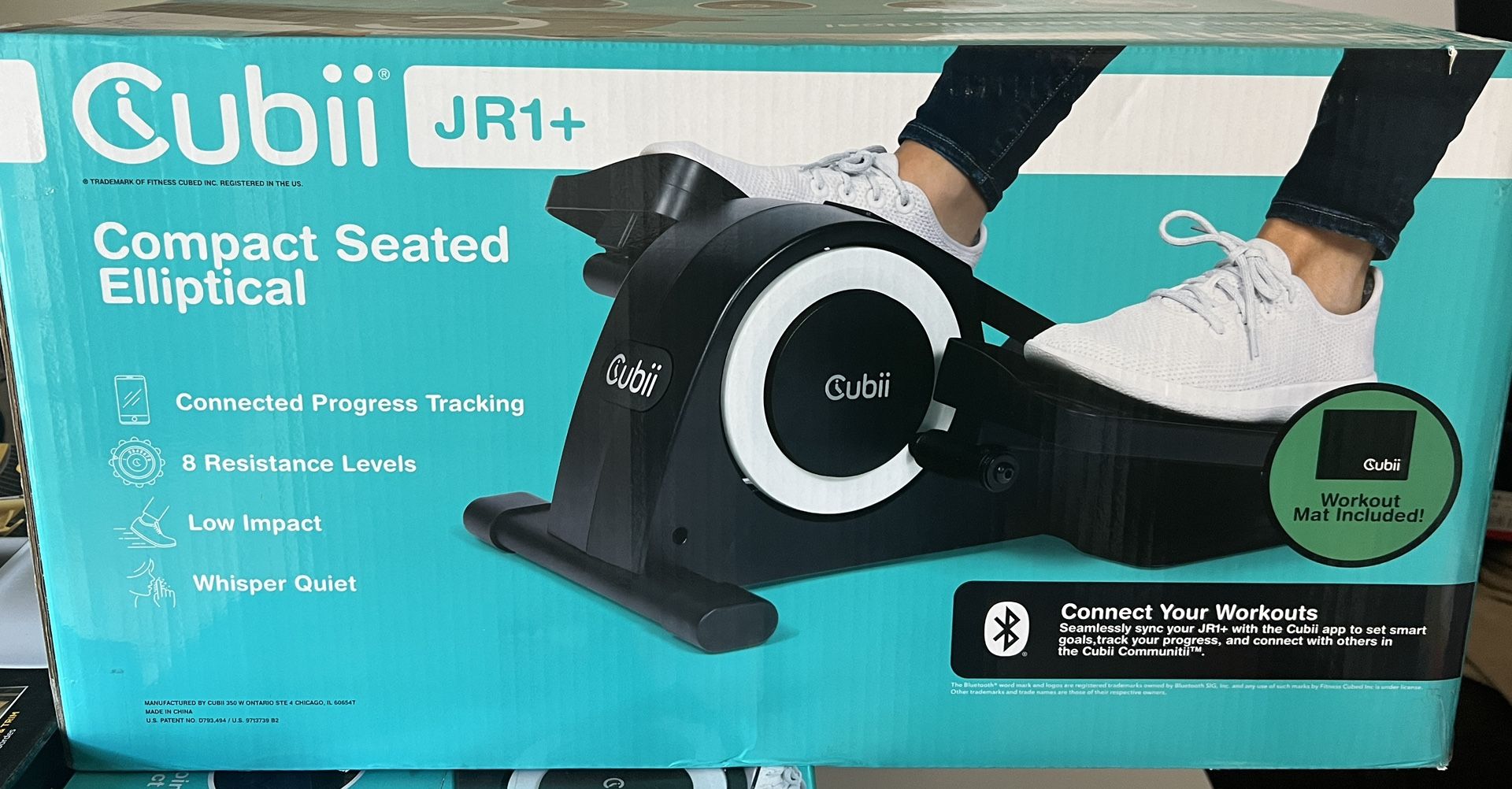 NEW Cubii JR1+ Compact Seated Elliptical With Bluetooth & Gripii Mat