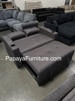 New! Great Deal! Pull-out Comfortable Adjustable Sofa Bed, Sleeper Sofa, Sofa Bed, Pull-out Bed Sofa, Sleeper Sofa Couch, Sofabed, Grey Sofa Bed, offi