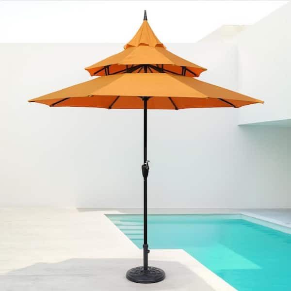 9 ft steel crank pagoda market patio umbrella 9ft with and Frame this umbrella is made ready for years of enjoyment 9ft Pagoda Patio Umbrella with