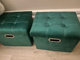 new ottoman set storage dark green velvet