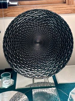 Beautiful Black & Silver Decorative Plate 16”