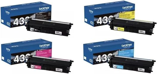 Brother TN433 High-Yield Toner Set Black, Cyan, Magenta, Yellow 4-Pack #2118Z UP
