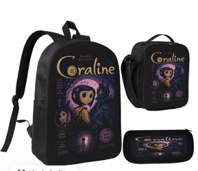 New Coraline 3 piece. backpack. See Pictures. Read Description