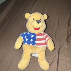 Winnie the pooh with american flag shirt