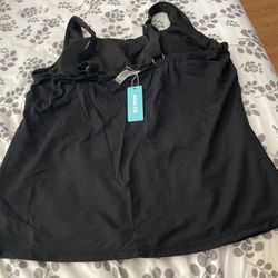 Brand New Black Tapered Tankini Swimsuit Top