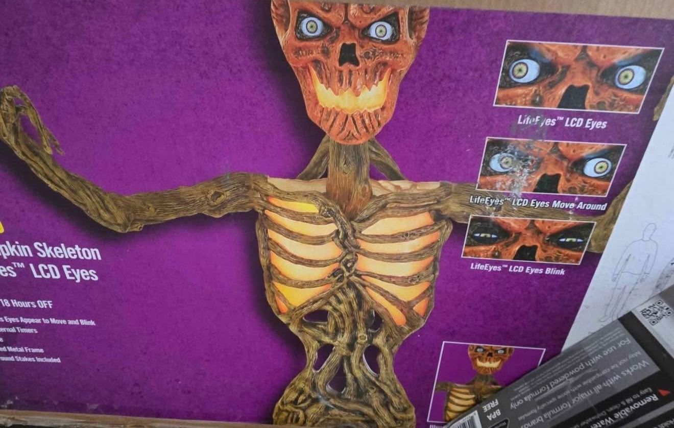 Home Accents Terrifying 12-Foot Giant Inferno Pumpkin Skeleton with LifeEyes For Halloween