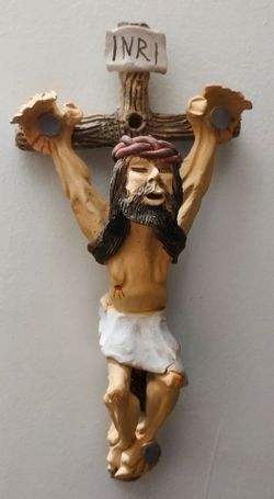 Handcrafted Ceramic Wall Crucifix / Jesus Christ Cross (Approx. 9" Tall)