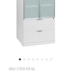 Glass Door Storage Cabinet with File Drawers