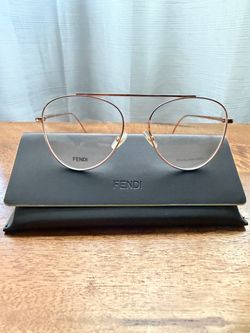 Fendi Rose Gold Aviator Eyeglasses Stainless Steel