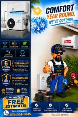 ☀️ BEAT THE HEAT WITH OUR SUMMER SPECIAL–  ❄️

Stay cool this summer Mini-Split System. Sizes: 9k, 12k, 18k, 24k & 36k BTU available