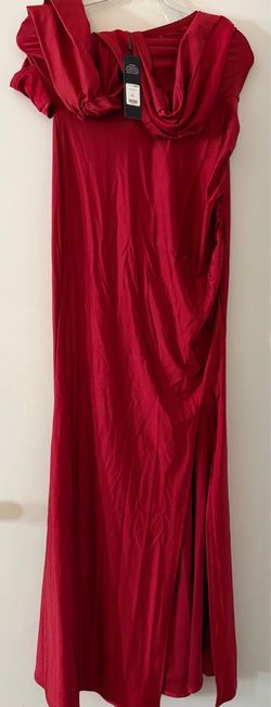 Red Maxi Dress with Draped Neckline