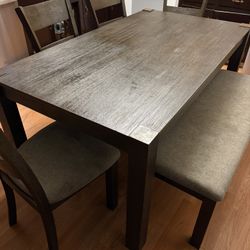 6 Piece Dining Set Kitchen Table Bench Chairs