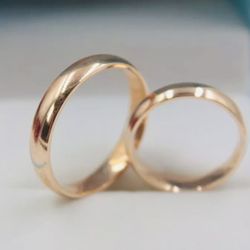 14K Yellow Gold Over Stainless Steel 4mm Couple’s Promise Engagement Wedding Band Set