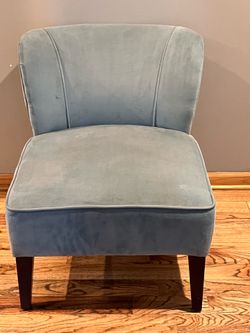 Blue Velvet Accent Chair with Nailhead Trim