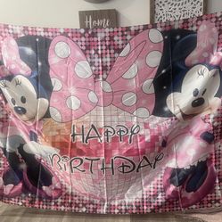 Minnie Mouse Happy birthday Backdrop 