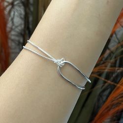 S925 silver cuff chain bracelet For Women Girls Gift