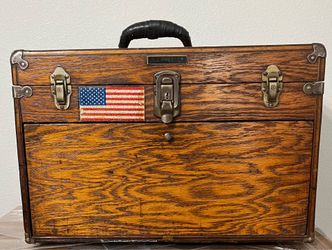 Wooden Machinist’s Toolbox with documents